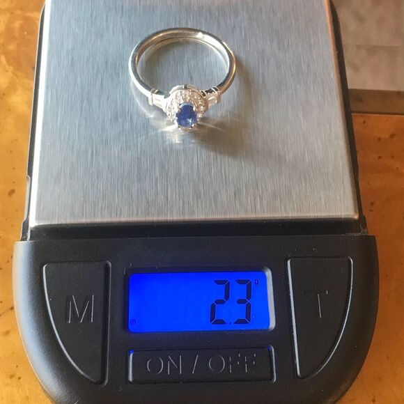 Natural Kyanite Sterling Silver Halo Ring Size 8 - Picture 8 of 8